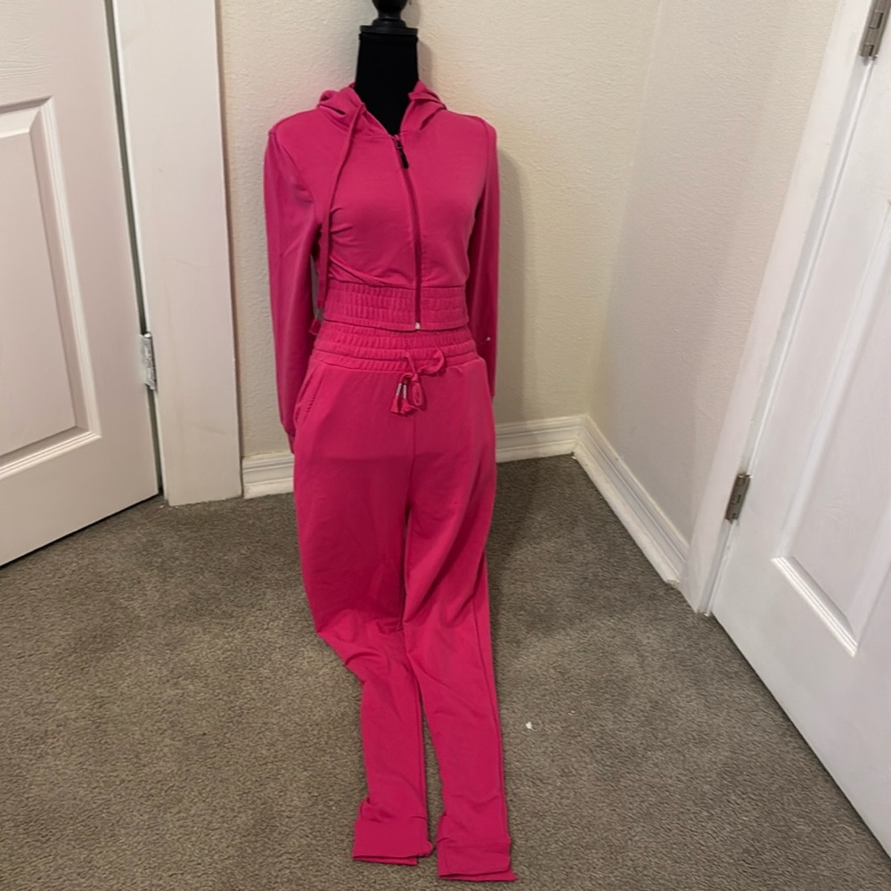New Mix Pink Hoodie & Sweatpant Set Top Size M Pants Size S